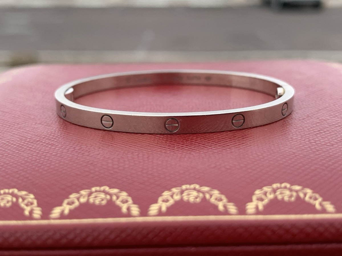 Cartier 18K White Gold Small Love Bracelet (Size 15) | eBay