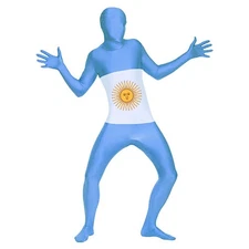 Full Body Spandex World Cup Zentai Suit - Argentina Flag Design Bodysuit Costume