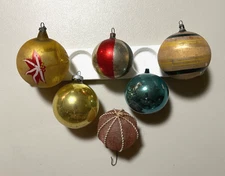 Lot of 6 Assorted Vintage Antique Mercury Glass Christmas Balls