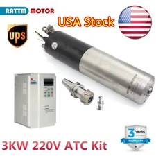 「US」3KW ATC Water Cooled Spindle Motor Automatic Tool Change BT30+3.7KW VFD 220V