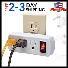 3 Prong Outlet Plug with Switch ON Off Power Wall Tap Adapter Triple Mini Mul...