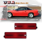 2PCS OE-Style Red Lens Rear Bumper Side Marker Lights For 1993-2002 Chevy Camaro