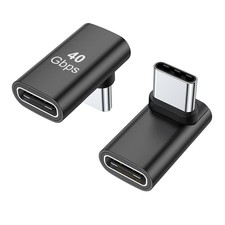 AreMe 90 Degree USB-C Male to Female Adapter, 2 Pack Right Angle 100W Black