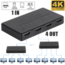 4 Port HDMI 4K Hub Multi Splitter & Amplifier For 3D HDTV 1080P 1 In 4 Out US