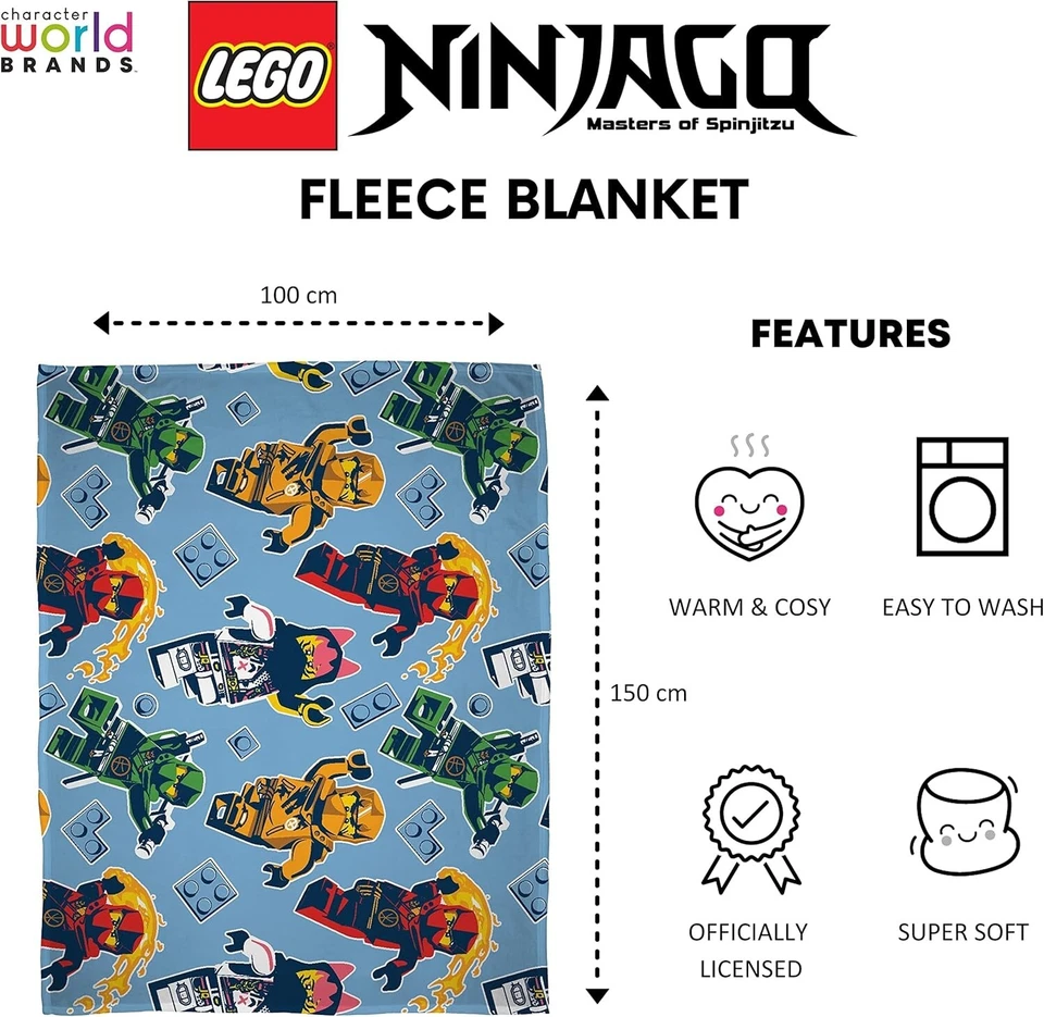 Manta polar Lego Ninjago con licencia oficial | Diseño verdadero cálido súper suave Foto 4 de 4