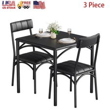 3-Piece Dining Room Kitchen Table Pu Cushion Chair Sets Kitchen Dining Table