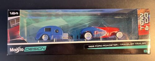 2019 1/64 Scale Maisto 1932 Ford Roadster / Traveler Trailer, (FREE Shipping) - Afbeelding 1 van 7