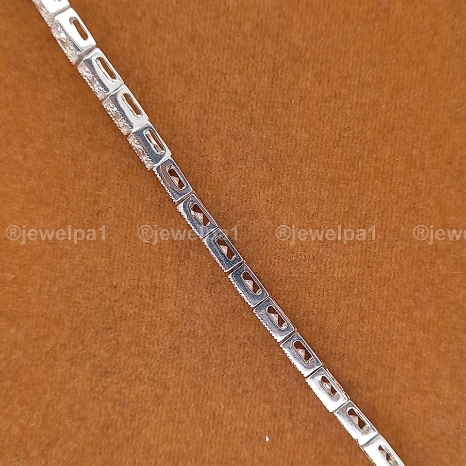 Brazalete Tenis 7" Pulgadas Largo 7 Quilates Redondo Corte Brillante Oro Blanco 14K Sólido Foto 3 de 4