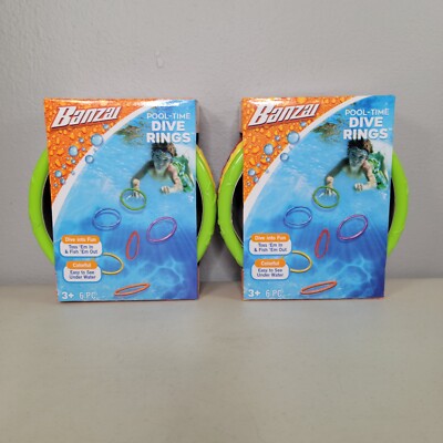 Banzai Pool Time Dive Rings   Assorted Colors   6 Rings Per Box   NEW   Lot of 2