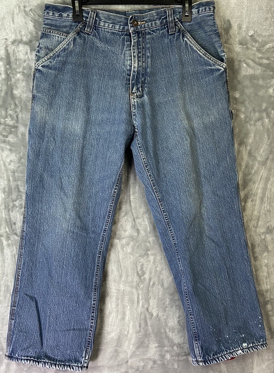 Faded Glory Men's Jeans Blue Denim Medium Wash Flannel Lined