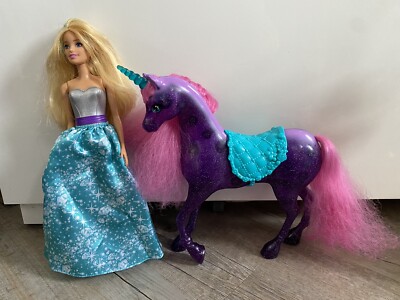 Barbie Dreamtopia Princess Doll Purple Sparkle Unicorn Horse Set