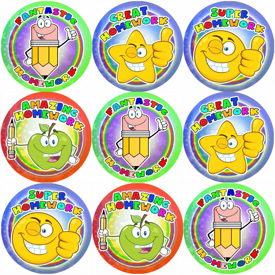 144 Fantastic Homework 30 mm Reward Stickers for School Teachers, Parents
