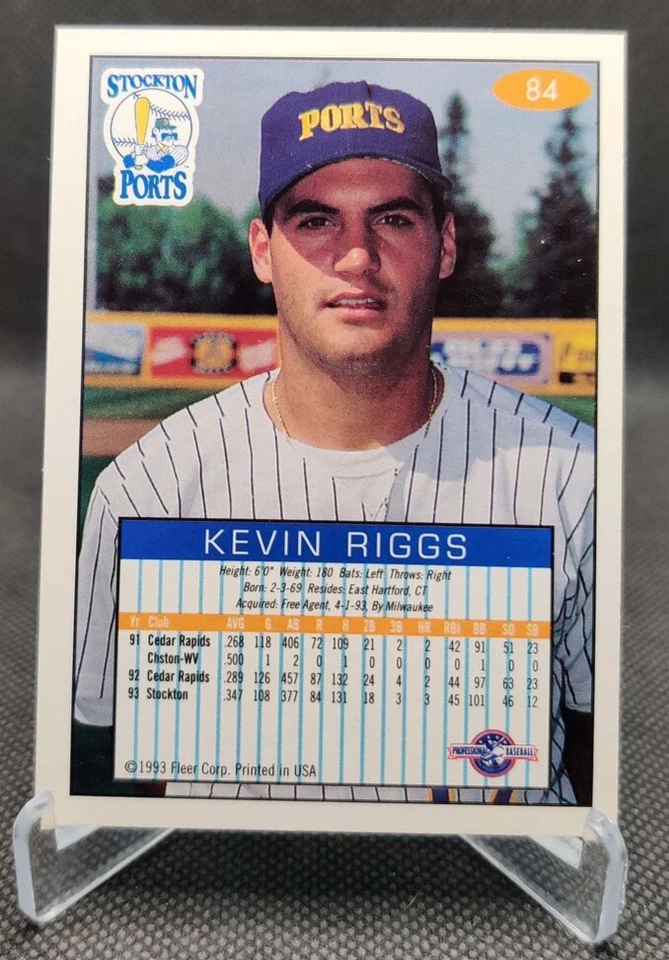 1993-94 Fleer Excel #84 Kevin Riggs Stockton Ports baseball card - Image 2 of 2