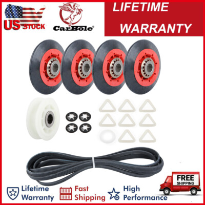 4392067 Dryer Repair Kit Belt Rollers & Idler For Whirlpool Kenmore Maytag Duet