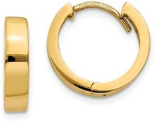 10mm 14K Yellow Gold Hinged Hoop Earrings TM622