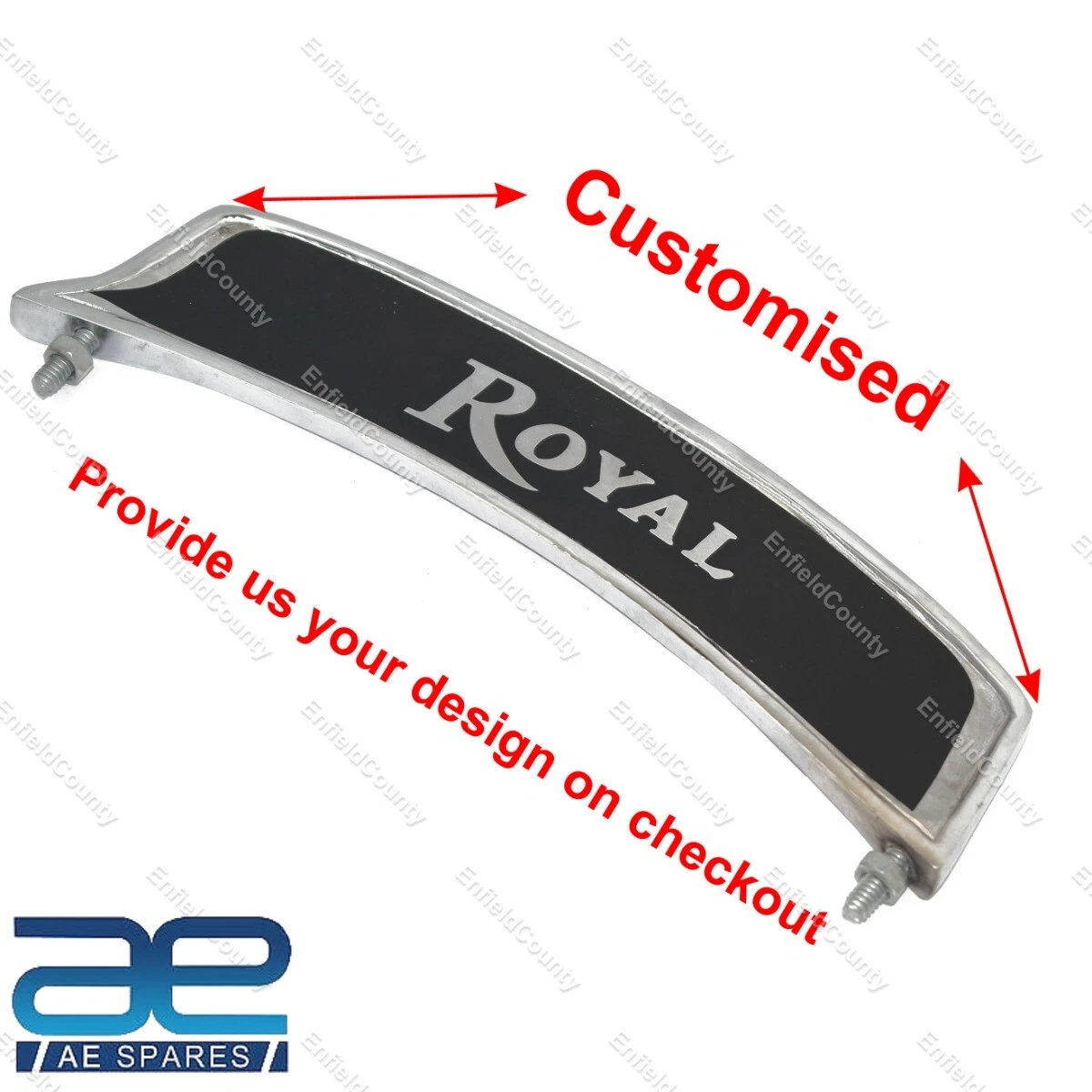 Customized Front Mud License Number Plate Black Silver For Royal Enfield AEs