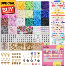 Clay Beads Bracelet Making Kit 5000 Pcs Friendship Bracelet Kits Flat Beads for 