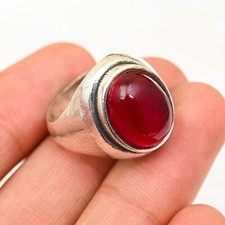 925 Sterling Silver Red Garnet Ring Handmade-Statement Men's Ring All Size BJ270