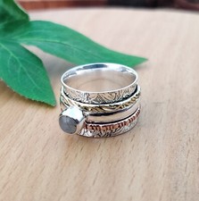 Moonstone Gemstone Spinner Ring 925 Sterling Silver Handmade Beautiful Gift Ring