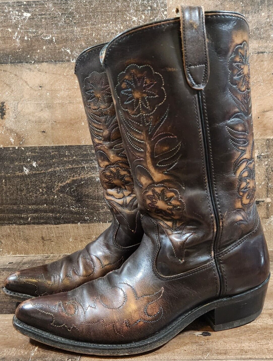 Vintage KNAPP Brown Leather Western Cowboy Boots Men
