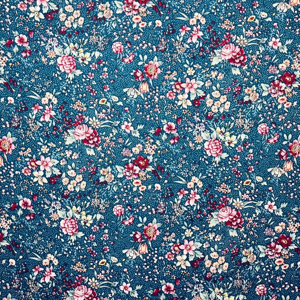Blooming Flowers by Concord House #CP35817 Floral Fabric in Blue 100% Cotton - Image 2 of 4