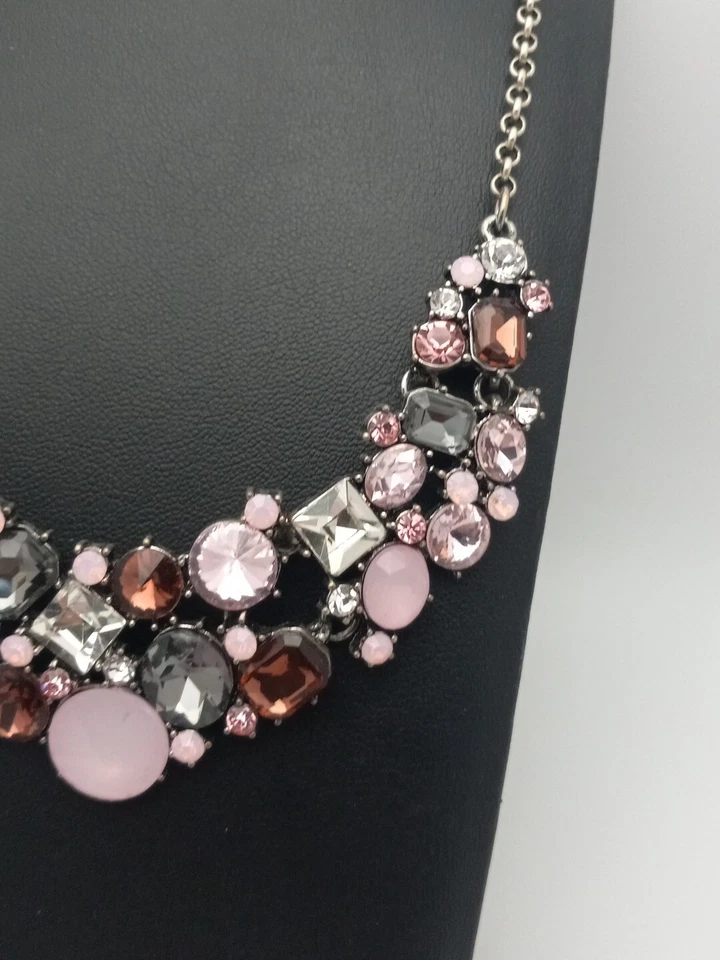 Collar de Piedras Premier Designs Vintage Tono Plata Rosa Púrpura Gris Foto 2 de 4