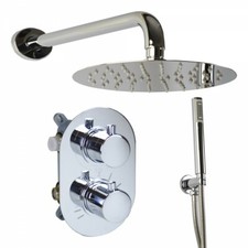 Kit doccia incasso con soffione tondo 20cm, miscelatore termostatico e doccetta