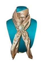 NEW Hand Made Wild Rag Scarf Tan W/Blk Stich 36" X 36" Western Cowgirl/Cowboy