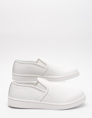 RRP  495 NEIL BARRETT Leather Sneakers US7 UK4 EU37 White Thunderbolt Logo