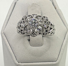 STUNNING .925 Vintage Sterling Silver Estate Ring Size 7 with Colorless Stone