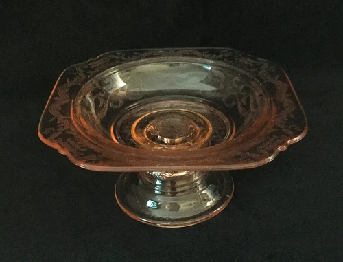 Vintage Depression Pink Madrid Compote Glass