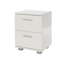 Image of Lido - White high gloss 2 drawer compact bedside cabinet