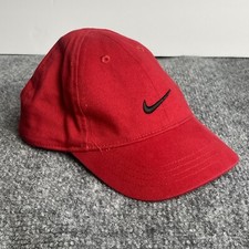 Nike Infant Hat Cap Red Black Swoosh Logo Baby Toddler Kids Unisex Adjustable
