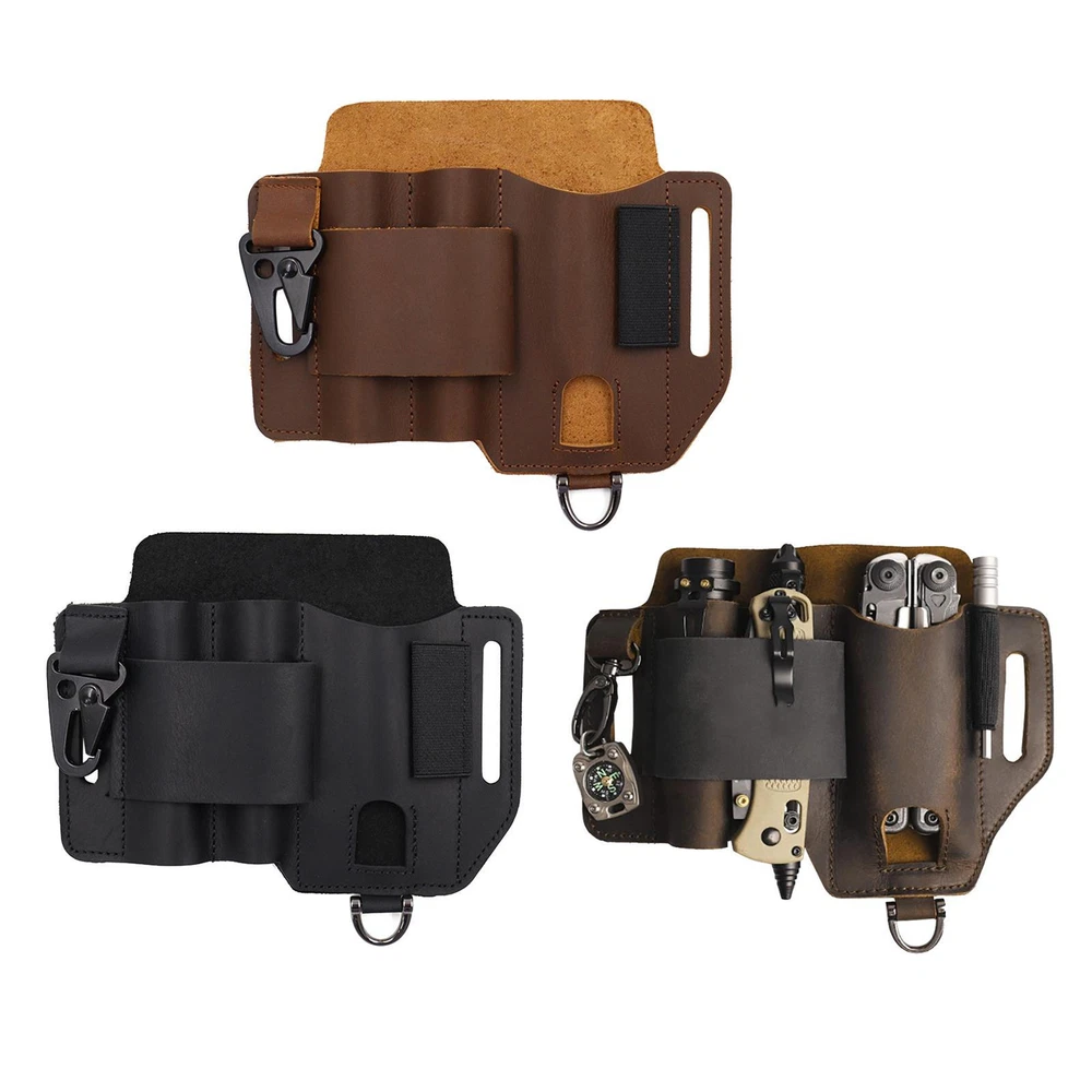 Multi-tool Leather Sheath Outdoor Pocket Organizer Storage Belt Waist Bag