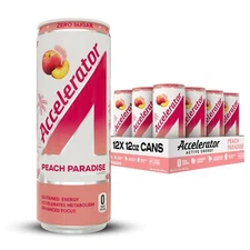 Accelerator Active Energy Drink Peach Paradise Flavor Zero Sugar 12 Cans