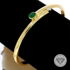 Wert 3.200,- Edler Brillant Smaragd Armreif 585 / 14 Kt Gelb Gold 18 cm xxyy