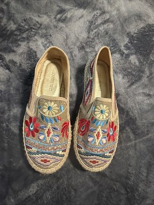 Johnny Was Nepentha Embroidered Espadrilles Shoes Size EU 38 Sandals Boho