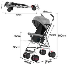 Foldable Baby Stroller Pram Pushchair with Sunshade Foot Brake Buggy Travel