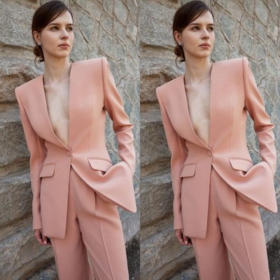 Modern 2Pcs Women Suits Fashion Ladies Outfits Evening Dinner Party Coat Jacket