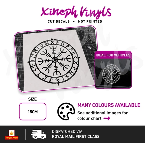 Helm of Awe runic compass vinyl sticker decal distressed viking norse car window