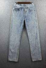 Vintage Levis Jeans Mens 31x34 Fits 30x32 Blue Acid Wash 80s 501 Made in USA