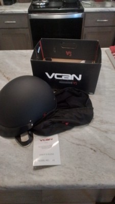 NEW Vcan V5 Cruiser Solid Half Face Motorcycle Helmet Matt Black/Track Adult SX
