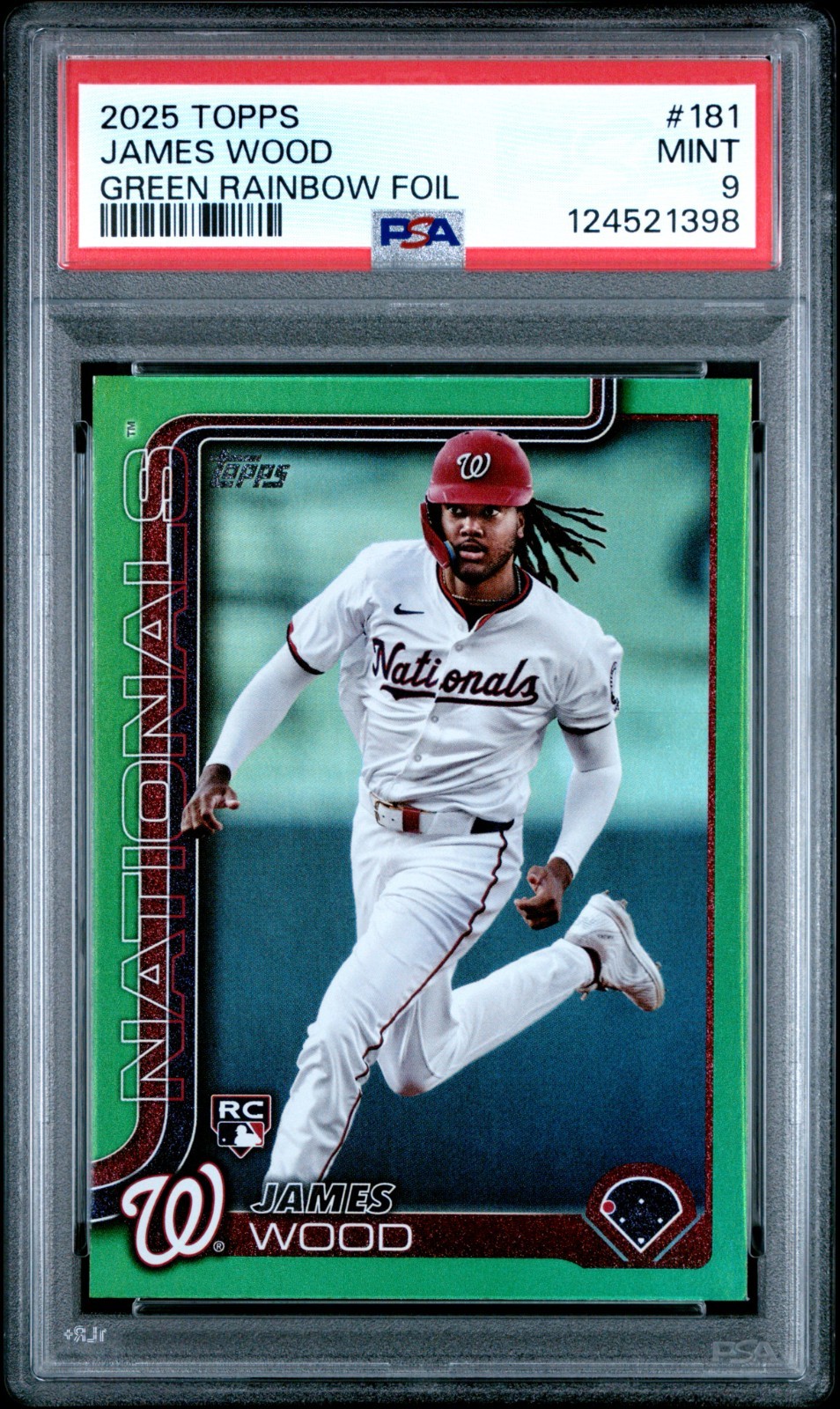 2025 TOPPS GREEN RAINBOW FOIL #181 JAMES WOOD 10/99 PSA 9