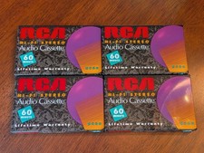 Lot Of 4 - 60 Minute Hi-Fi Stereo Audio Cassette Blank Tapes Sealed RCA New
