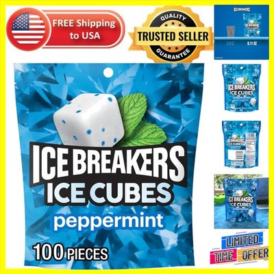 ICE CUBES Peppermint Sugar-Free Chewing Gum Pouch - 100 Pieces of Freshness