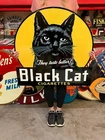 Vintage Style Metal Sign 2 Sided Black Cat NOT Porcelain 32x32 Made USA