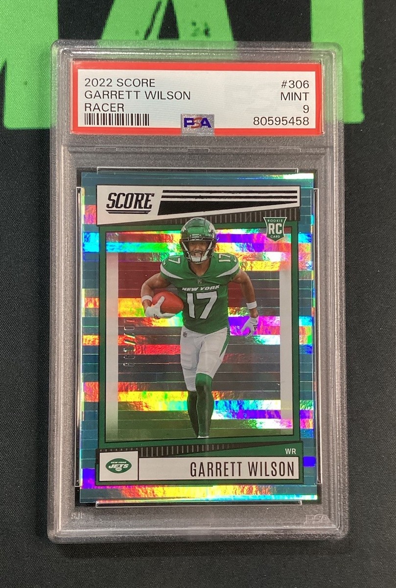 2022 Panini Score Garrett Wilson Racer /199 Rookie RC PSA 9 #306