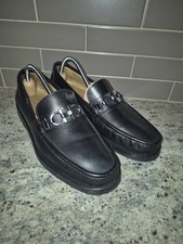 Salvatore Ferragamo Gancini Bit Loafers Black Leather Men's 6.5 EE Italy