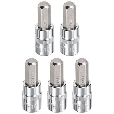 5pcs H10 Hex Bit Socket 10mm Metric Hex Tip 3/8'' Drive Screw Socket Wrench