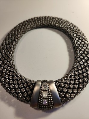 Vintage Style Magnetic Wide Mesh Choker Necklace 17'' Mini Floral Brushed...
